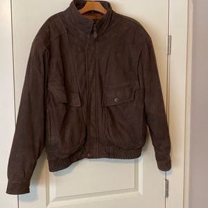Men’s Vintage Structure Genuine Suede Style Leather Bomber Jacket — Size L